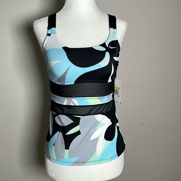 NIKE Women’s Mesh Floral Print V-Back 2-Piece Tankini Swim Set - Picture 3 of 13